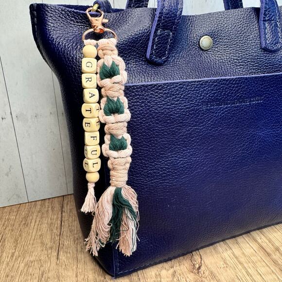 Macrame Charm Beaded Flower Purse Keychain Charm Boho Accessories FAST SHIP NEW - Picture 1 of 4